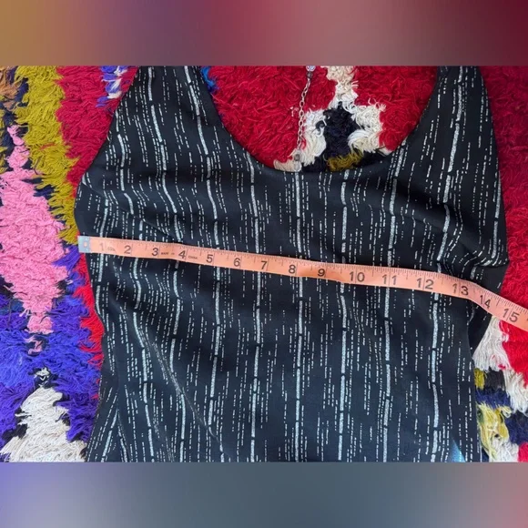 90s Vintage Fredricks of Hollywood Slinky Black Halter Dress w Beaded Chains - Picture 7 of 9